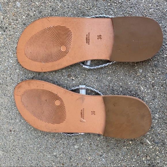 Lily Holt Silver Greek Braid Strap Sandals Size 6 - Picture 2 of 6